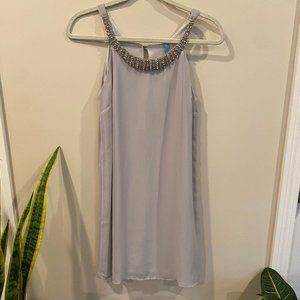 Grey Kona dress with embellished neckline